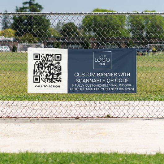Bedrijf Logo QR Code Custom Vinyl Indoor Outdoor Spandoek (Insitu)