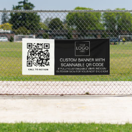 Bedrijf Logo QR Code Custom Vinyl Indoor Outdoor Spandoek
