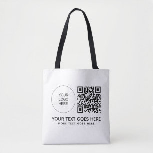 Bedrijf Logo QR Code Front Side Print Shoulder Tote Bag