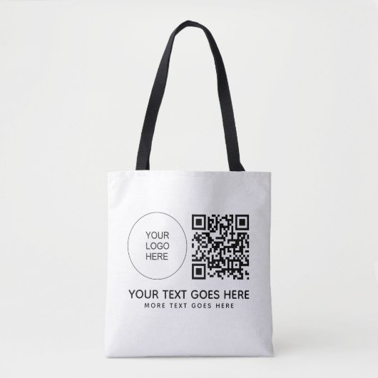 Bedrijf Logo QR Code Front Side Print Shoulder Tote Bag (Voorkant)