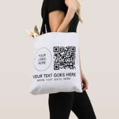Bedrijf Logo QR Code Front Side Print Shoulder Tote Bag (Dichtbij)