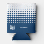 Bedrijf Logo QR Code Half Tone Blauw Wit Blikjeskoeler (Voorkant)