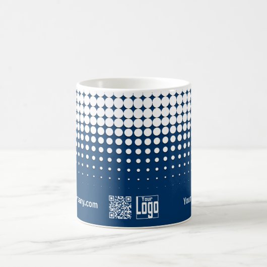 Bedrijf Logo QR Code Halftoon Blauw Zwart Wit Koffiemok (Center)