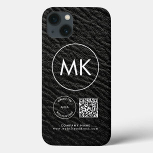 Bedrijf Logo QR Code Monogram zwart Faux Leather Case-Mate iPhone Case