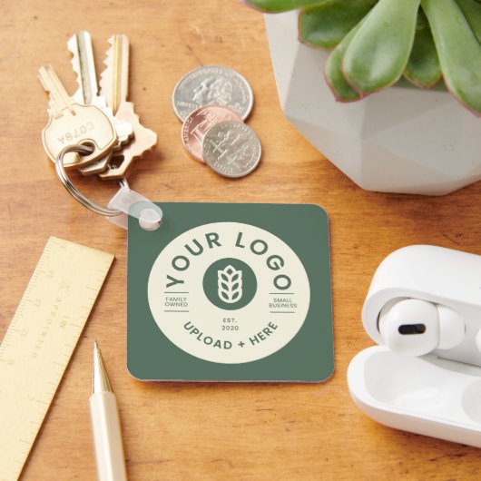bedrijf Logo QR Code Sage Green Sleutelhanger (Bureau)