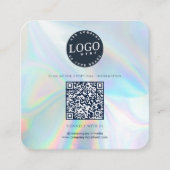 Bedrijf Logo QR Code Social Media Holografisch Vierkante Visitekaartje (Voorkant)