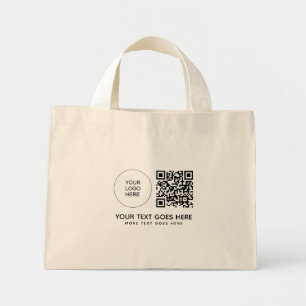 Bedrijf Logo QR code streepjescode dubbelzijdig af Mini Tote Bag