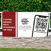 Bedrijf Logo QR Code Vinyl Donkerrood Indoor Outdo Spandoek