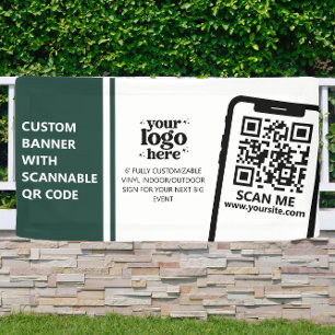 Bedrijf Logo QR Code Vinyl Groen Indoor Outdoor Spandoek