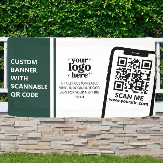 Bedrijf Logo QR Code Vinyl Groen Indoor Outdoor Spandoek