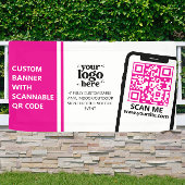 Bedrijf Logo QR Code Vinyl Hot Pink Indoor Outdoor Spandoek