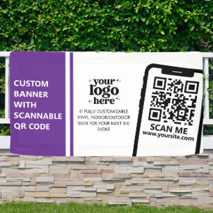 Bedrijf Logo QR Code Vinyl Paarse Indoor Outdoor Spandoek