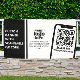 Bedrijf Logo QR Code Vinyl Zwart Indoor Outdoor Spandoek