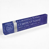 Bedrijf Logo Royal Blue Leather and Silver Custom Naambordje