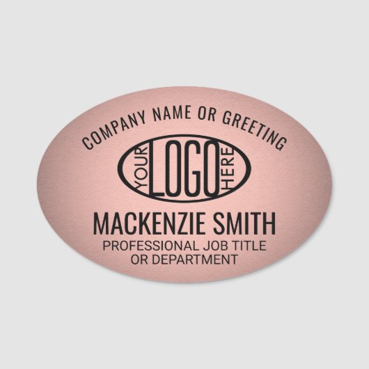Bedrijf Logo Roze Kleur Plastic Ovaal Medewerker Naamplaatje (Voorkant)