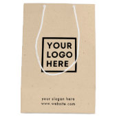 Bedrijf Logo Rustic Kraft Modern Medium Cadeauzakje (Achterkant)