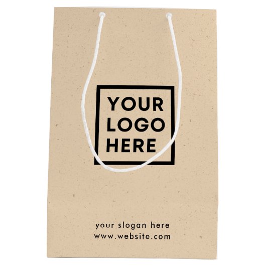 Bedrijf Logo Rustic Kraft Modern Medium Cadeauzakje (Achterkant)