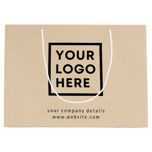 Bedrijf Logo Rustic Kraft Professioneel Modern Groot Cadeauzakje (Voorkant)