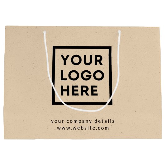 Bedrijf Logo Rustic Kraft Professioneel Modern Groot Cadeauzakje (Achterkant)
