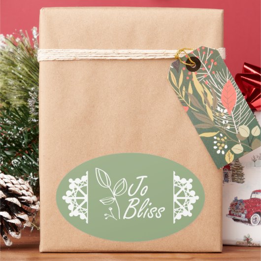 Bedrijf Logo, Sage Green Holiday Gift Label (Feestdagen)