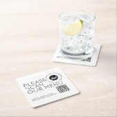 Bedrijf logo Scanmenu QR-code Ronde tekst Business Kartonnen Onderzetters (Insitu)