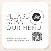 Bedrijf logo Scanmenu QR-code Ronde tekst Business Kartonnen Onderzetters (Voorkant)