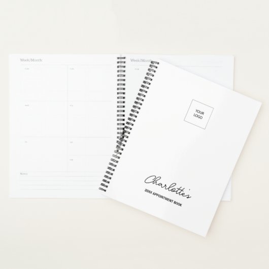 Bedrijf Logo Simple White Elegant AppointBook Planner (Display)