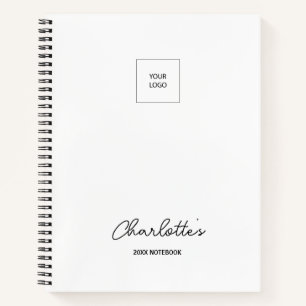 Bedrijf Logo Simple White Elegant Notitieboek Plan