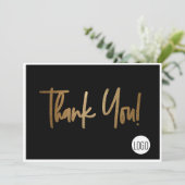Bedrijf Logo Social Gold Black Bedankt Kaart (Staand voorkant)