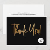 Bedrijf Logo Social Gold Black Bedankt Kaart (Voorkant / Achterkant)