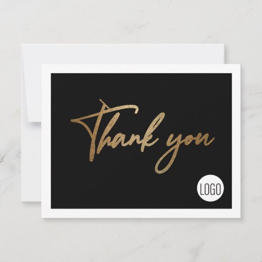  bedrijf Logo Social Gold Black Modern Bedankkaart (Voorkant)