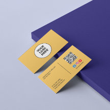 Bedrijf Logo Social Media QR Code Geel Elegant
