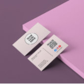 Bedrijf Logo Social Media QR Code Roze Elegant Visitekaartje