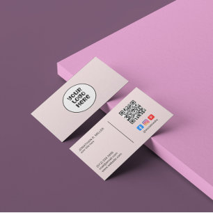 Bedrijf Logo Social Media QR Code Roze Elegant Visitekaartje