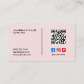 Bedrijf Logo Social Media QR Code Roze Elegant Visitekaartje (Achterkant)