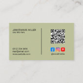 Bedrijf Logo Social Media QR Code Sage Elegant Visitekaartje (Achterkant)