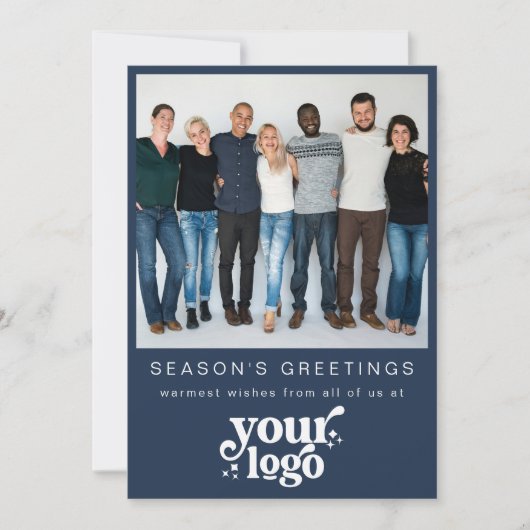 Bedrijf Logo Team Foto Stijlvolle Business Christm Feestdagenkaart (Voorkant)