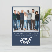 Bedrijf Logo Team Foto Stijlvolle Business Christm Feestdagenkaart (Staand voorkant)