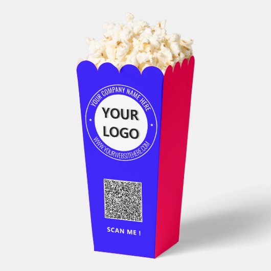 Bedrijf Logo Tekst en QR Code Popcorn Box Sjabloon Bedankdoosjes (Popped)