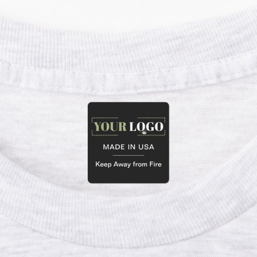 Bedrijf Logo Tekst Land Zwart Kleding Kleding Labels (Aangebracht)