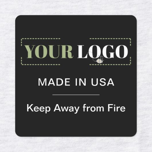 Bedrijf Logo Tekst Land Zwart Kleding Kleding Labels (Design 1)