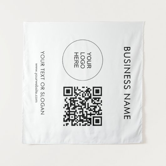 Bedrijf Logo Tekst QR Code Sjabloon Wandkleed (Voorkant (horizontaal))