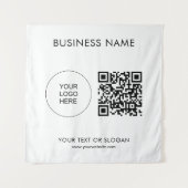 Bedrijf Logo Tekst QR Code Sjabloon Wandkleed (Voorkant)