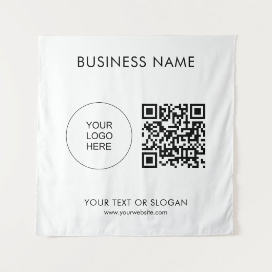 Bedrijf Logo Tekst QR Code Sjabloon Wandkleed (Voorkant)