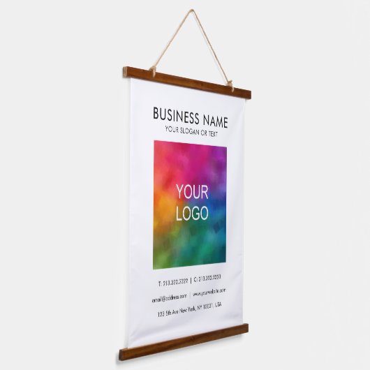  Bedrijf Logo Tekst Sjabloon Hangend Wandkleed (Gebogen)