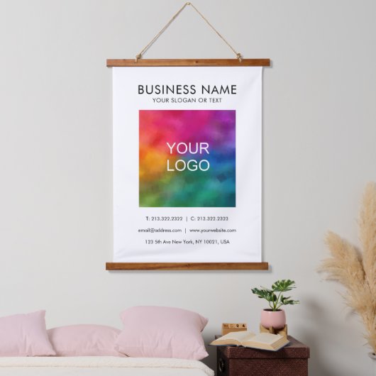 Bedrijf Logo Tekst Sjabloon Hangend Wandkleed (Slaapkamer)