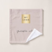 Bedrijf logo text business beige bad handdoek (Wasdoekje)