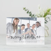 Bedrijf Logo Voeg foto's toe met kerstscript Feestdagenkaart (Staand voorkant)