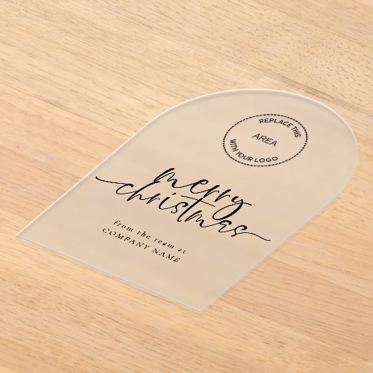 Bedrijf Logo Vrolijk Kerst Acryl Groeten Acryl Uitnodigingen (Laagn)