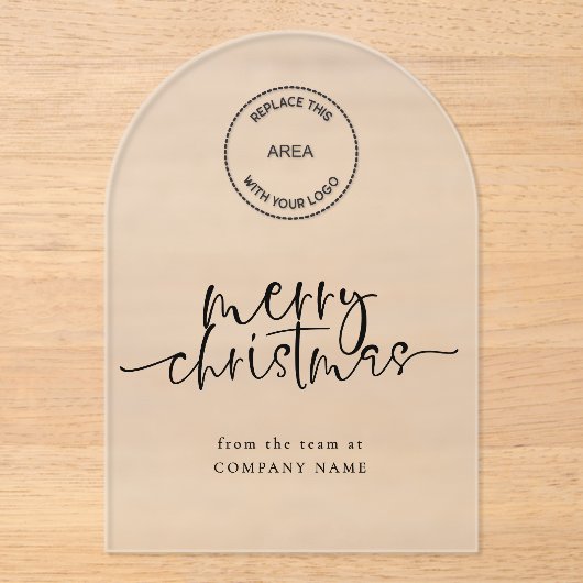 Bedrijf Logo Vrolijk Kerst Acryl Groeten Acryl Uitnodigingen (Voorkant)